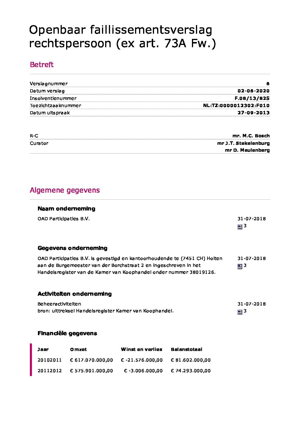 Oad Participaties B.V. – verslag 14