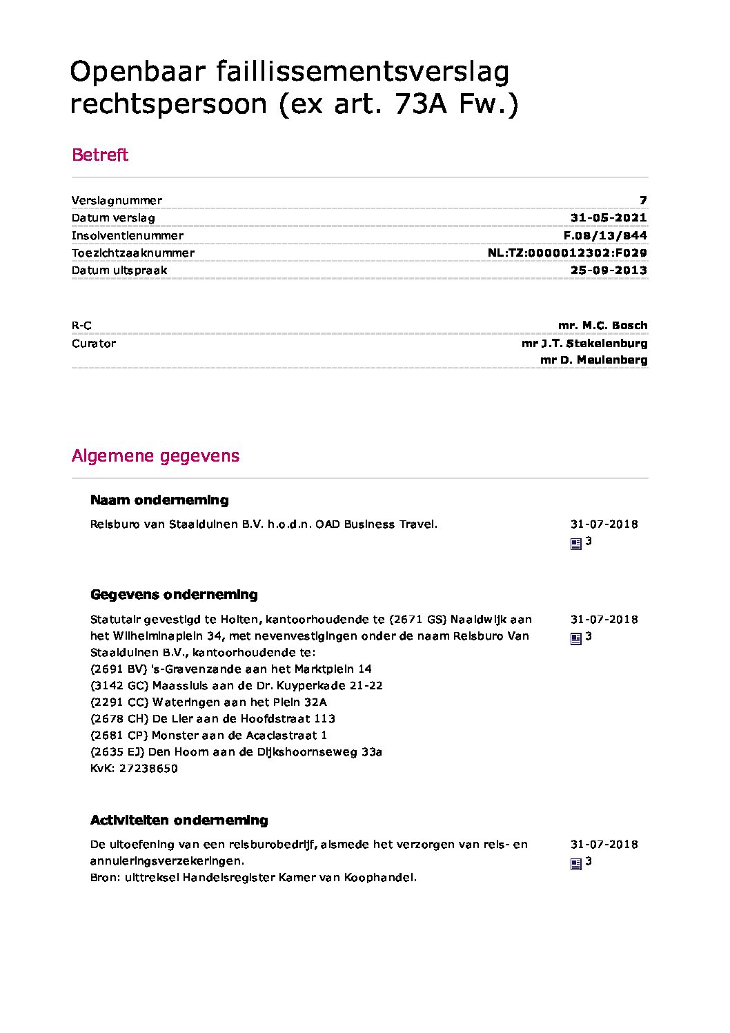 Reisburo van Staalduinen B.V. – verslag 15