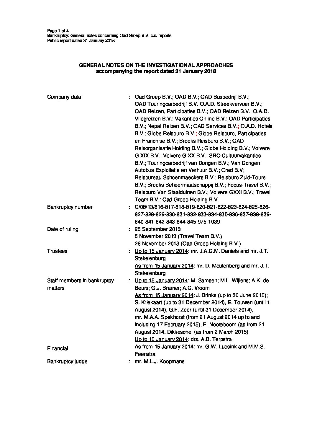 Report 10 – General information