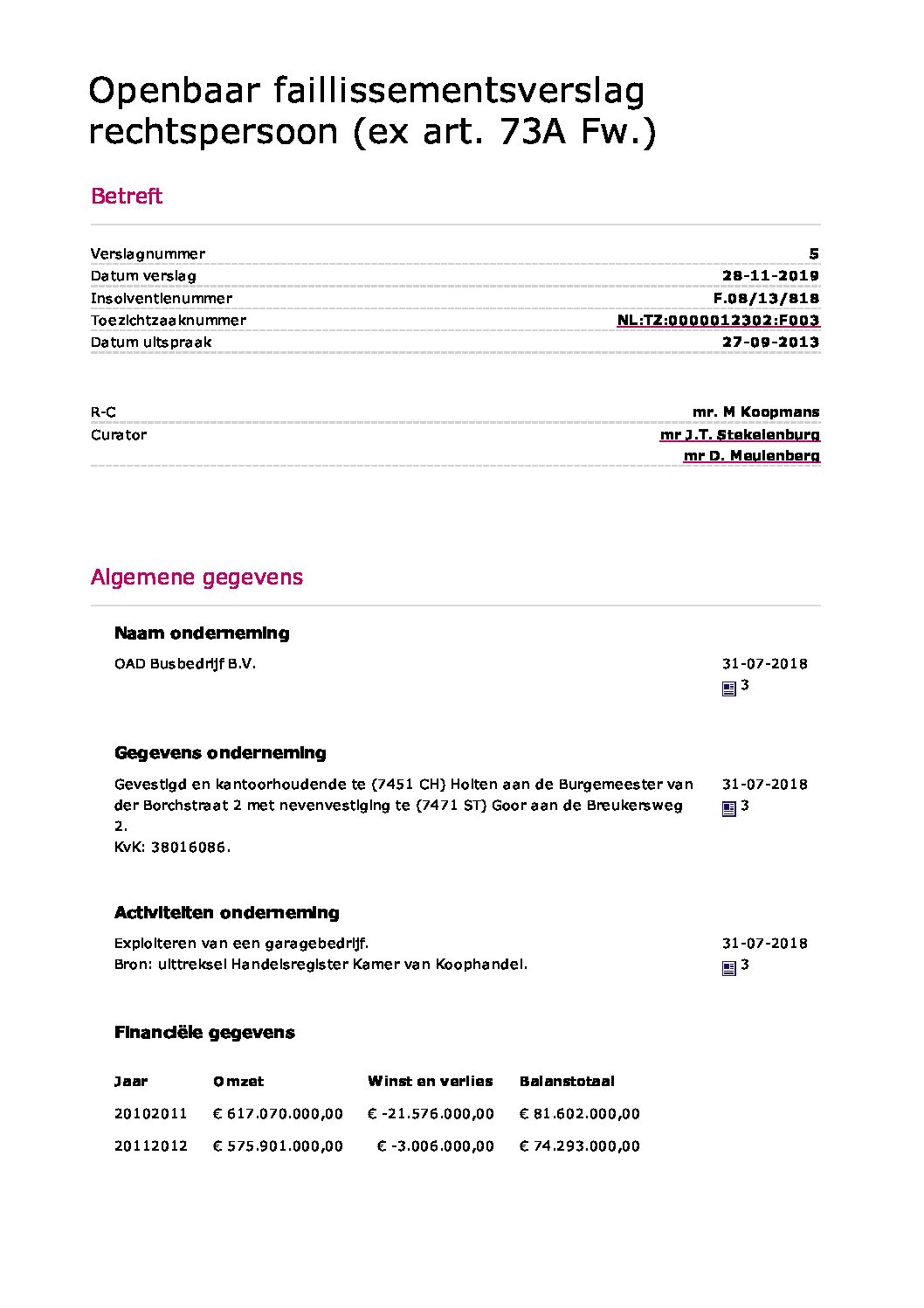 Verslag 13 OAD Busbedrijf