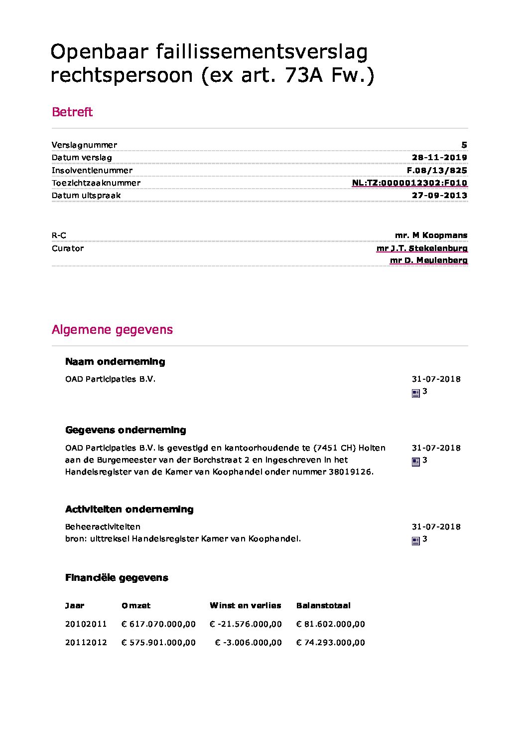 Verslag 13 OAD Participaties