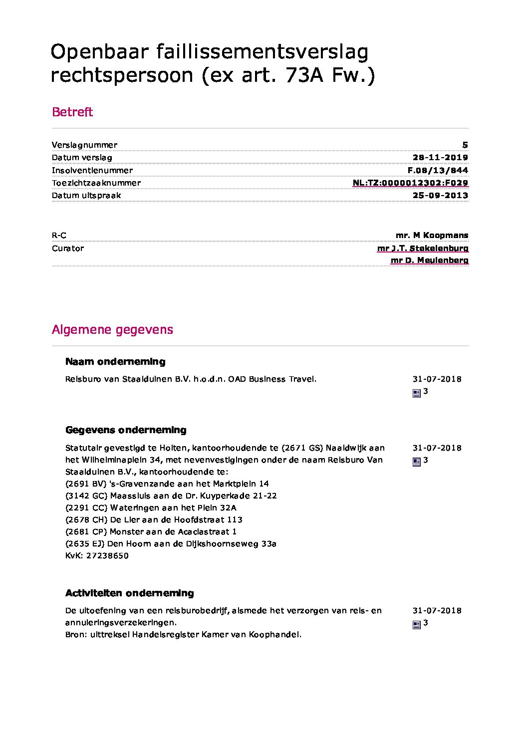 Verslag 13 Reisburo van Staalduinen