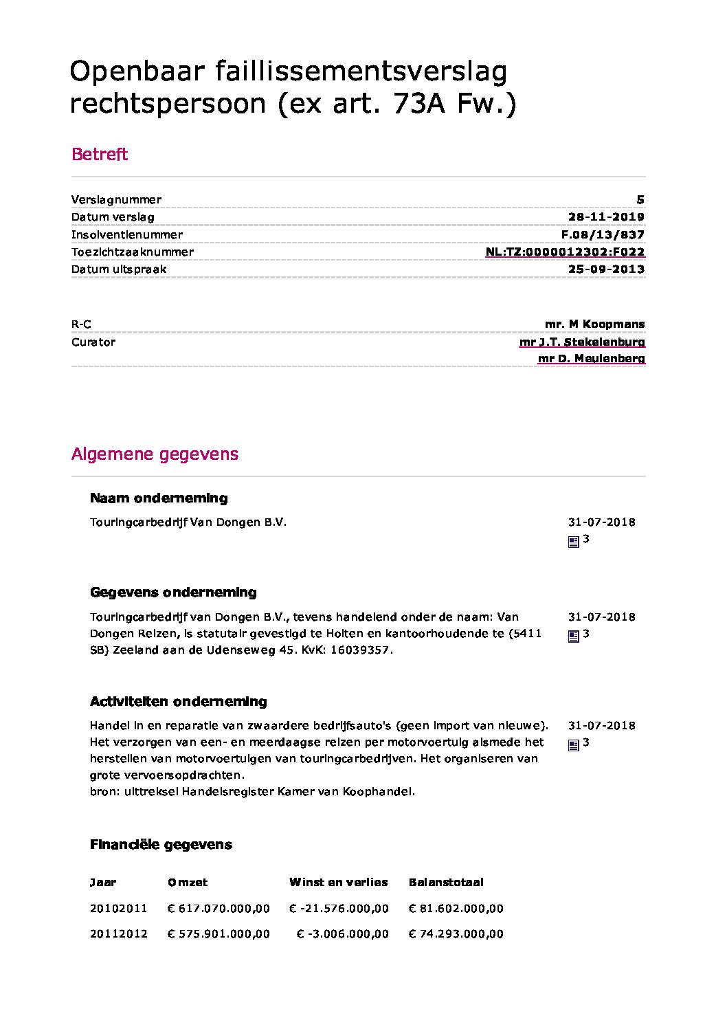 Verslag 13 Touringcarbedrijf Van Dongen