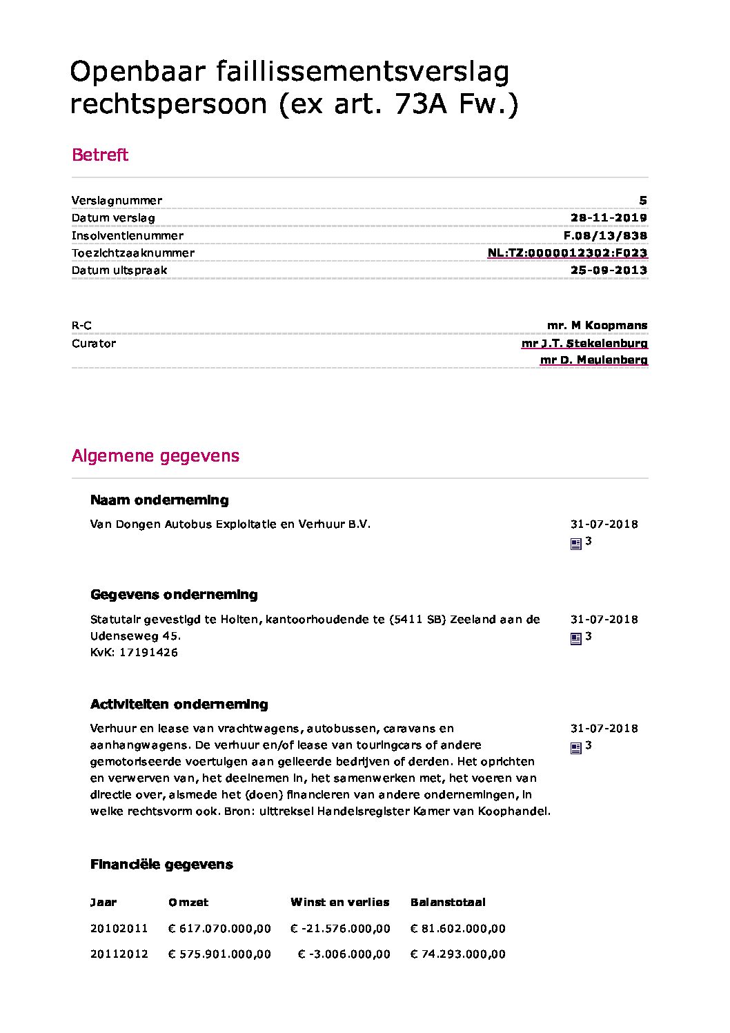 Verslag 13 Van Dongen Autobus Expl. Verhuur