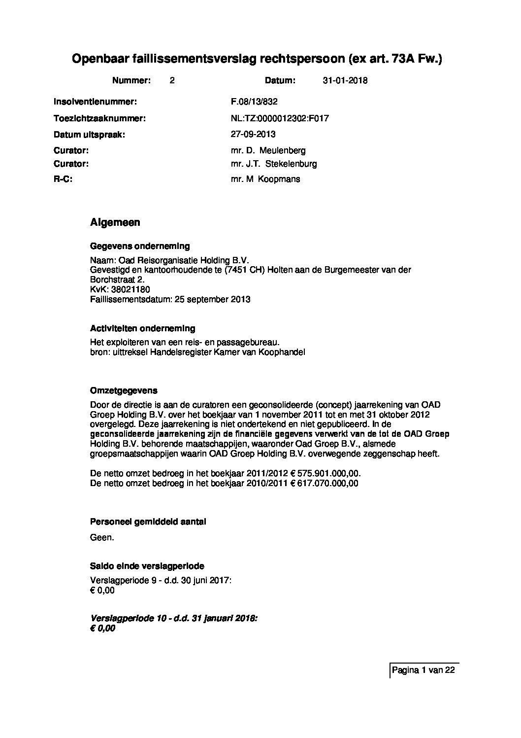 OAD Reisorg Holding – verslag 10