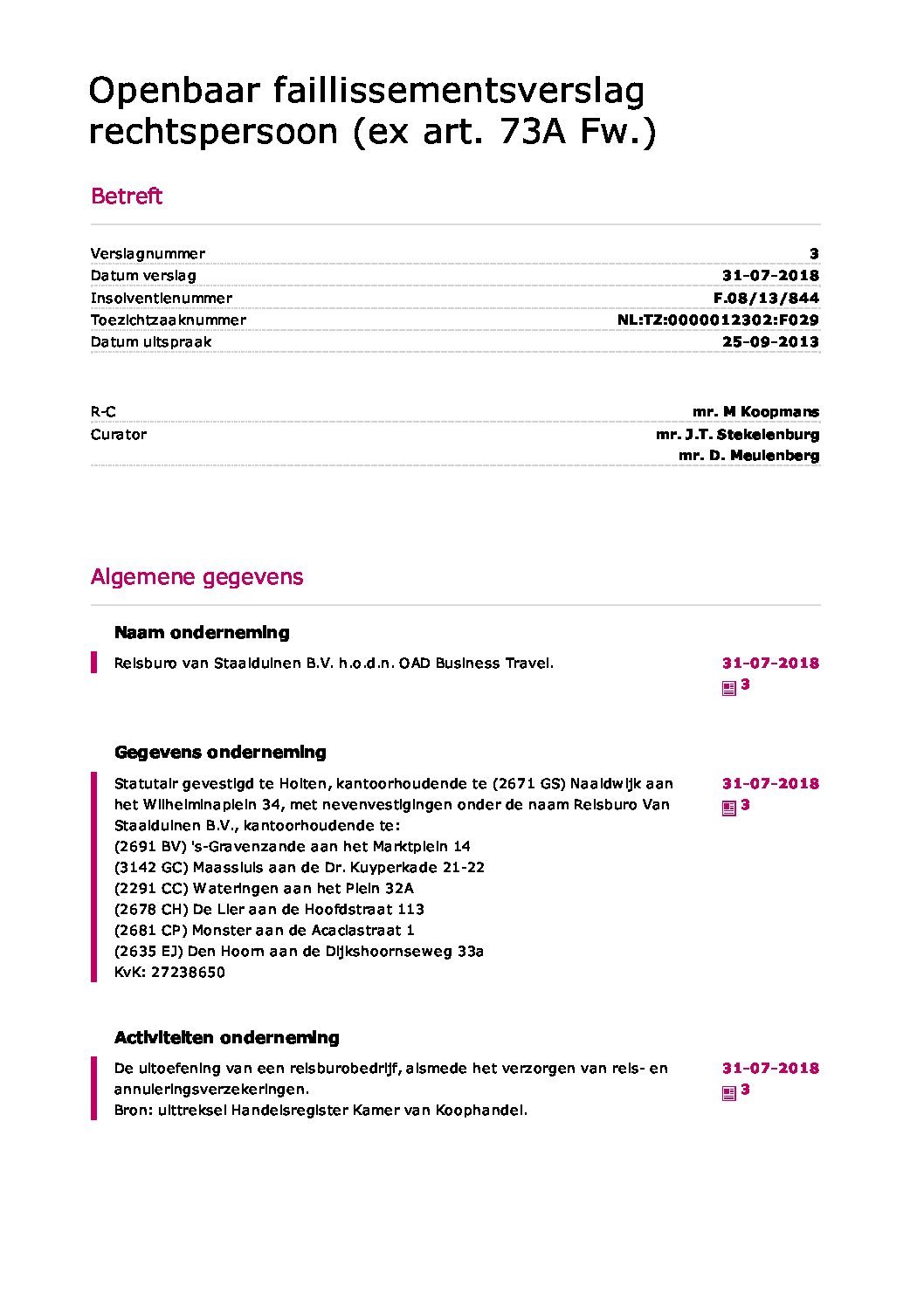 RB Van Staalduinen – verslag 11