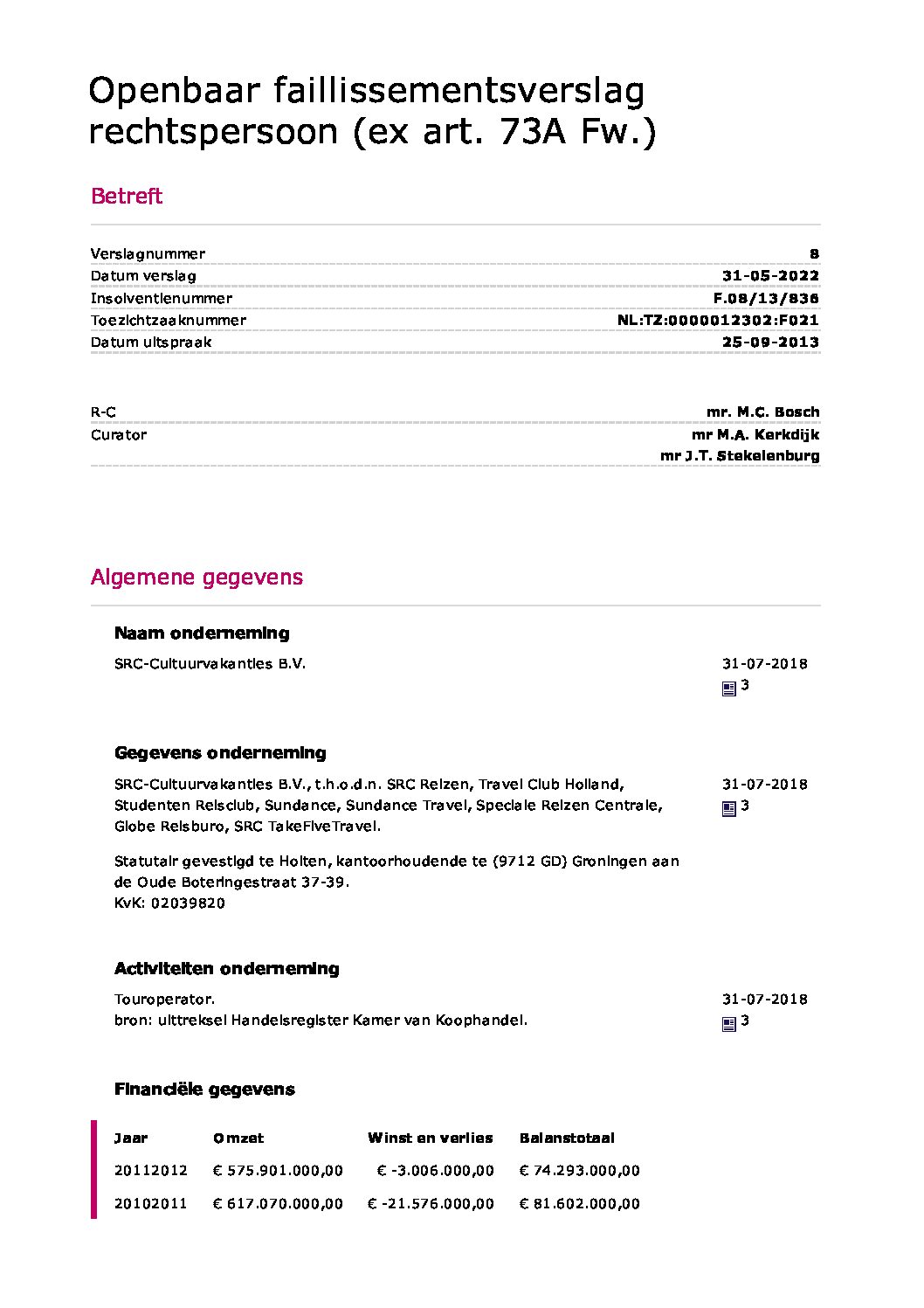 SRC Cultuurvakanties B.V. – verslag 16
