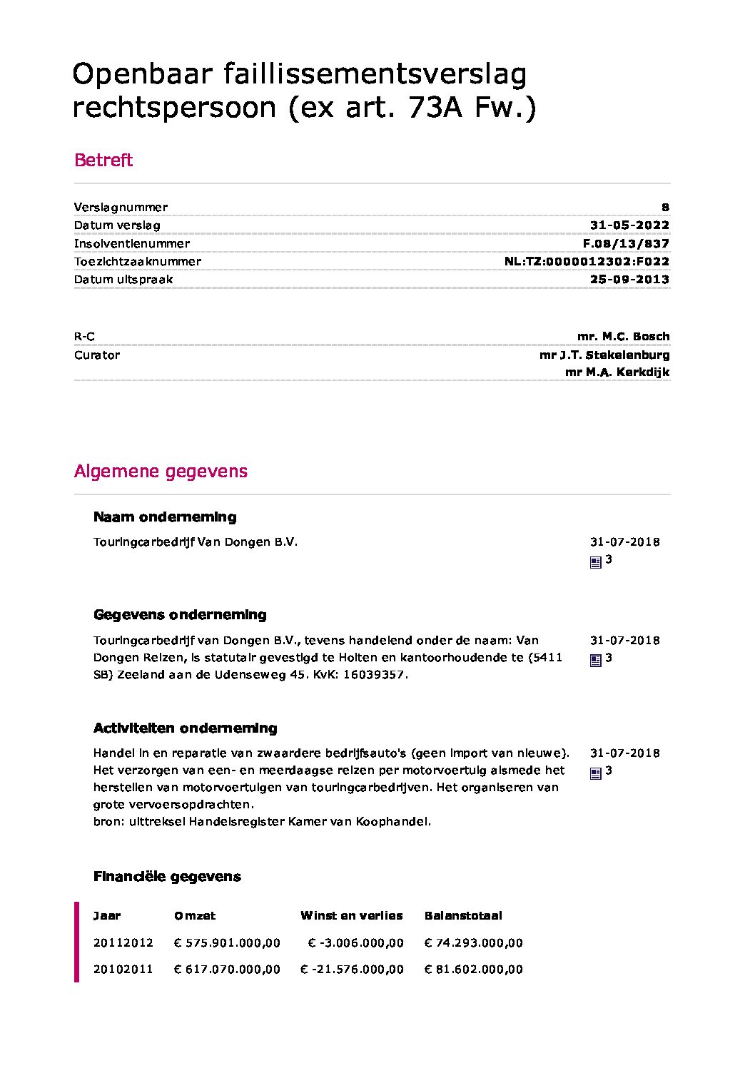 Touringcarbedrijf Van Dongen B.V. – verslag 16