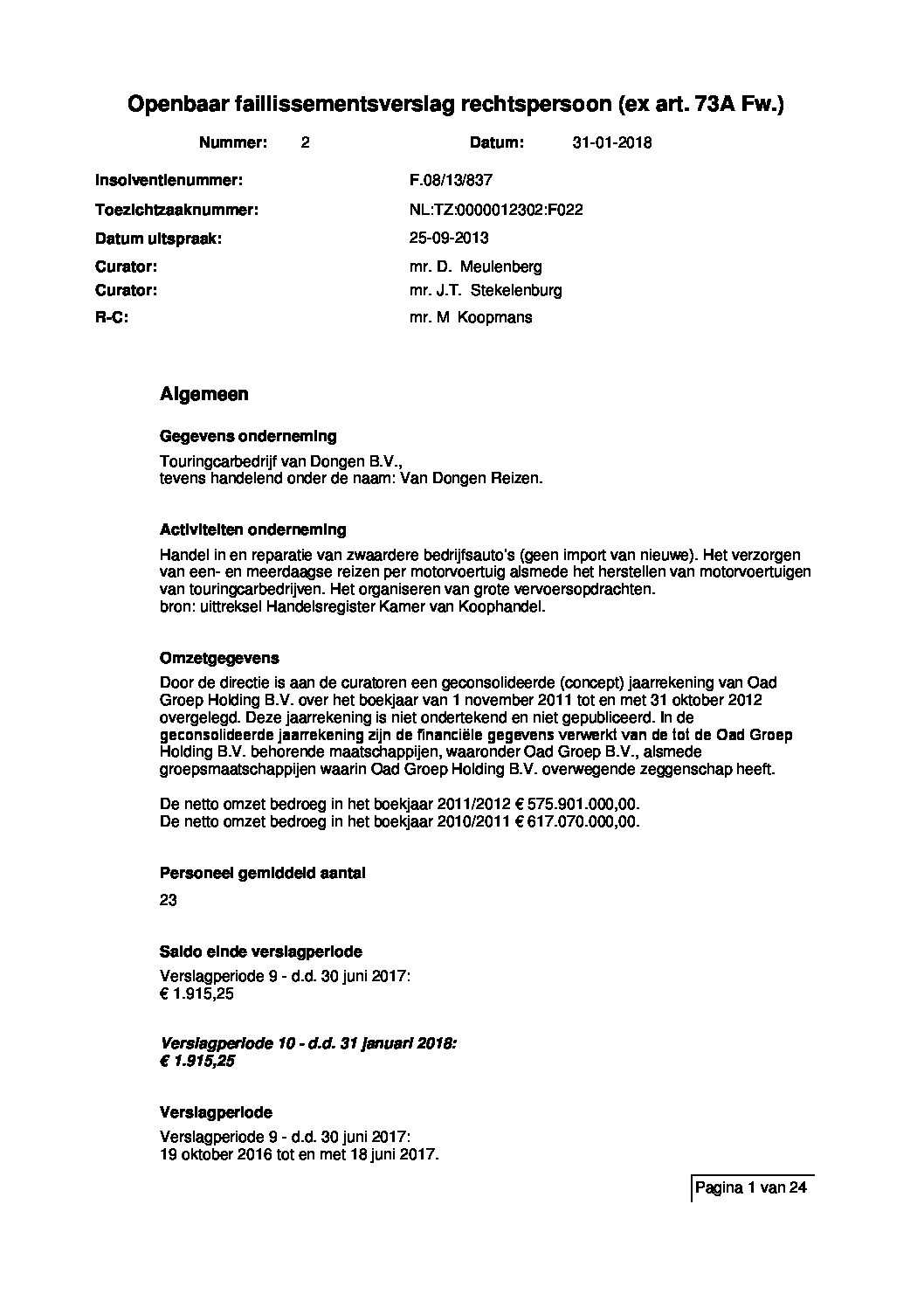 Touringcarbedrijf Van Dongen – verslag 10