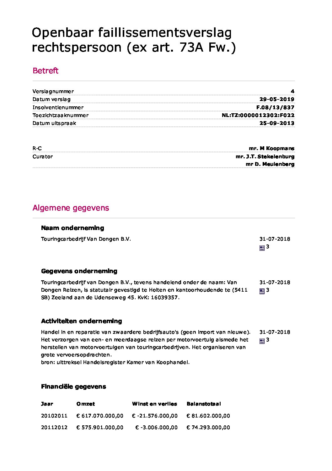Touringcarbedrijf Van Dongen – verslag 12