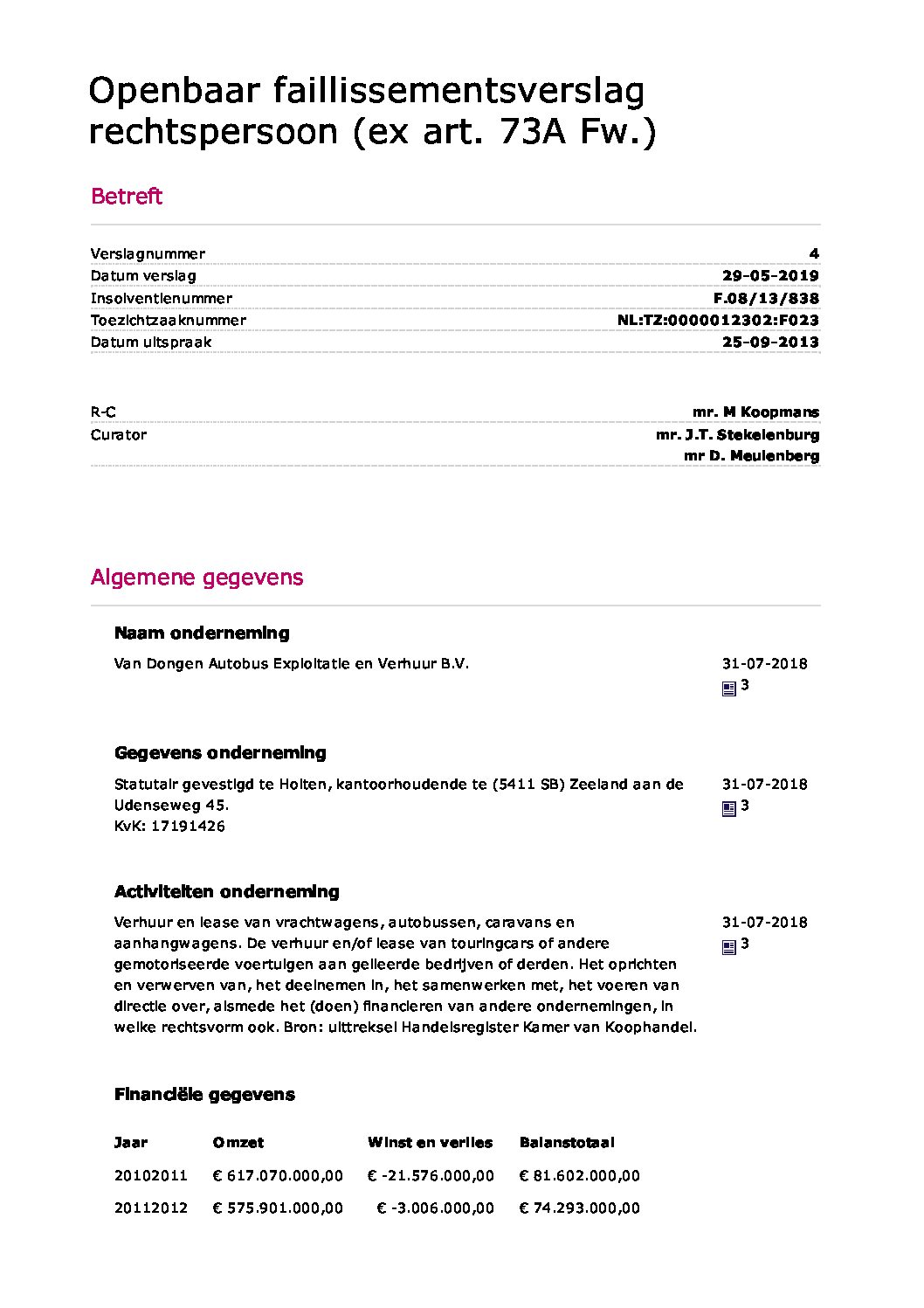 Van Dongen Autobus, Expl. Verhuur – verslag 12