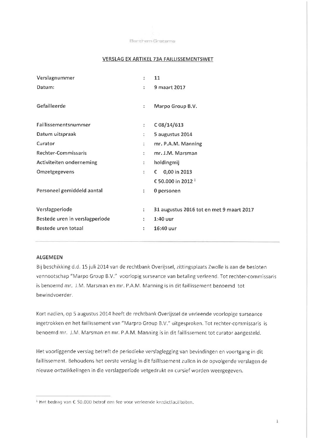 Marpro Group – verslag 011