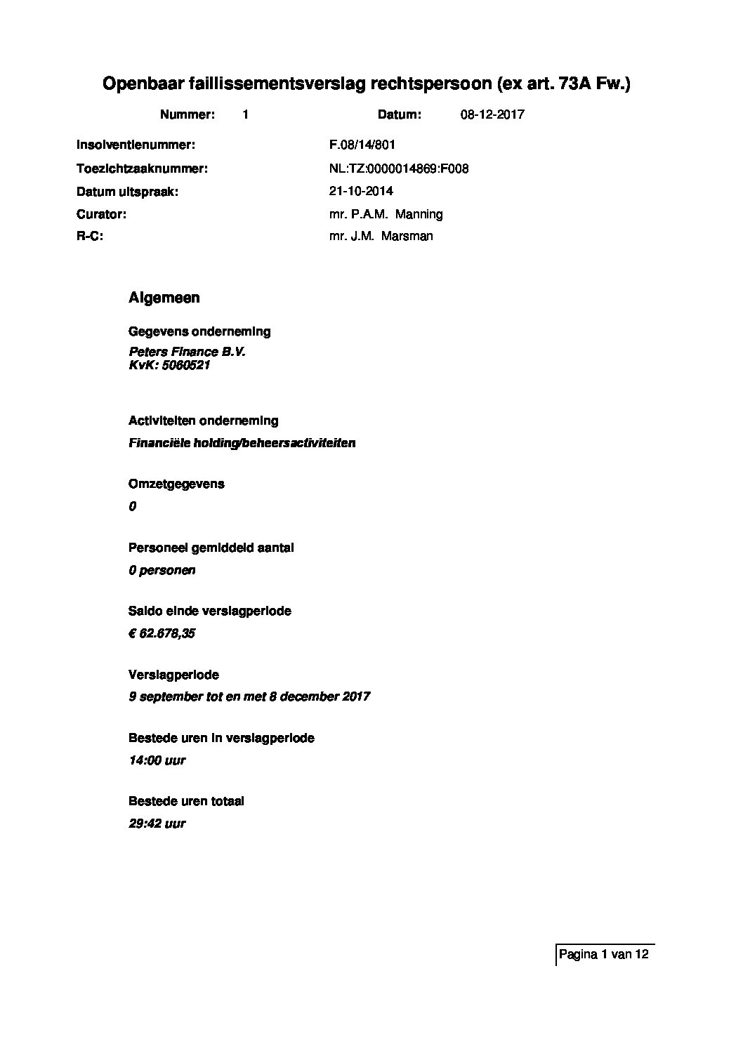 Peters Finance – verslag 013