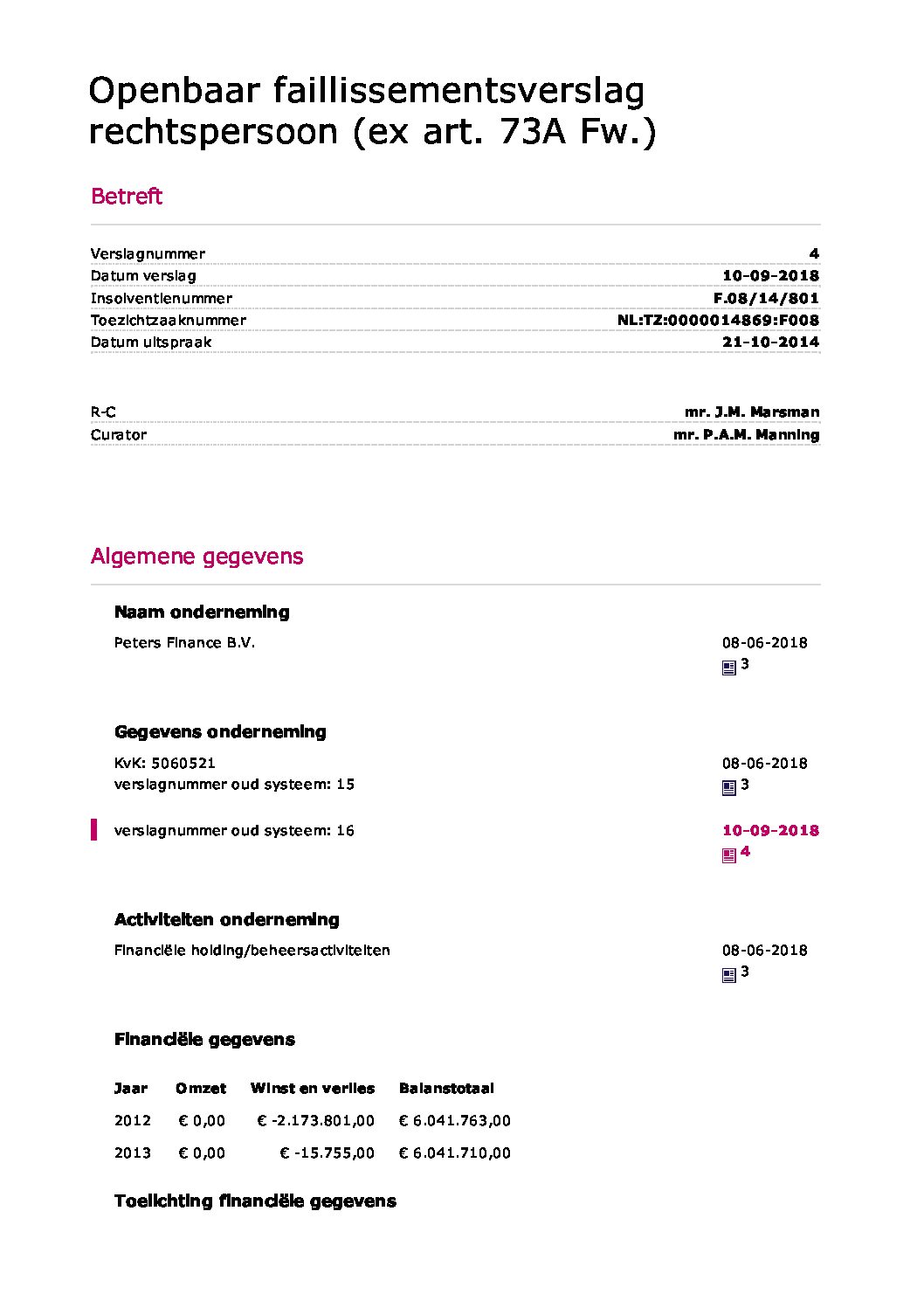 Peters Finance – verslag 016