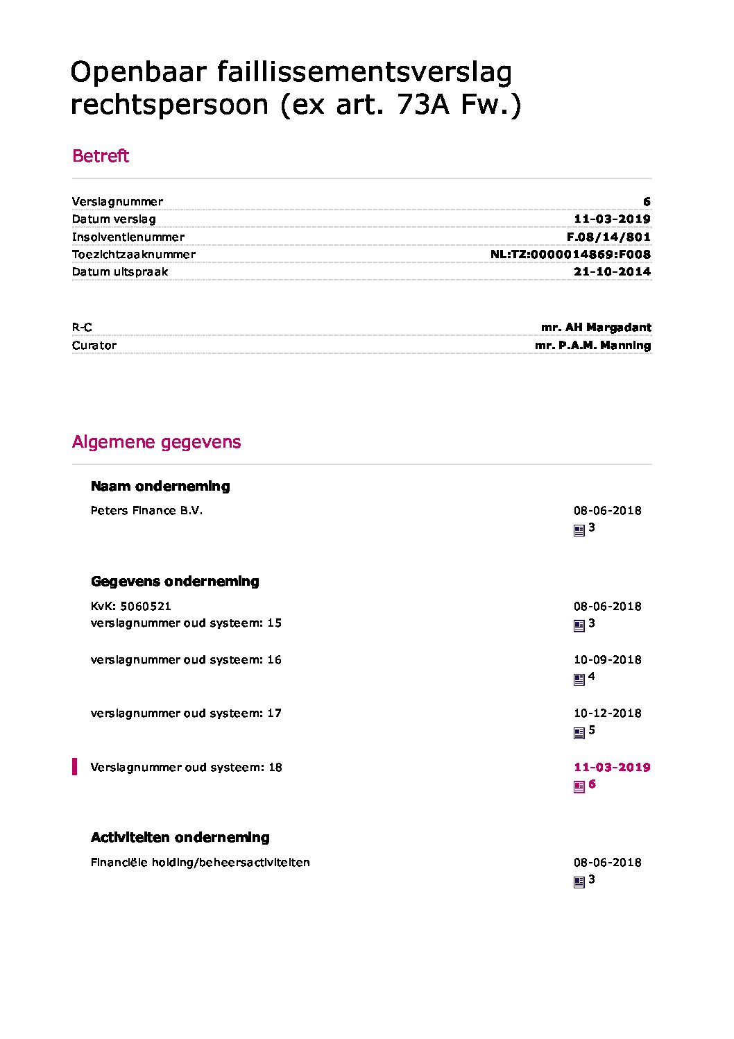 Peters Finance – verslag 018