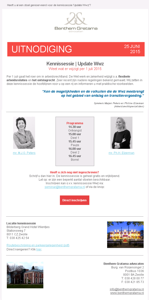 Uitnodiging Kennissessie Update Wwz 2015
