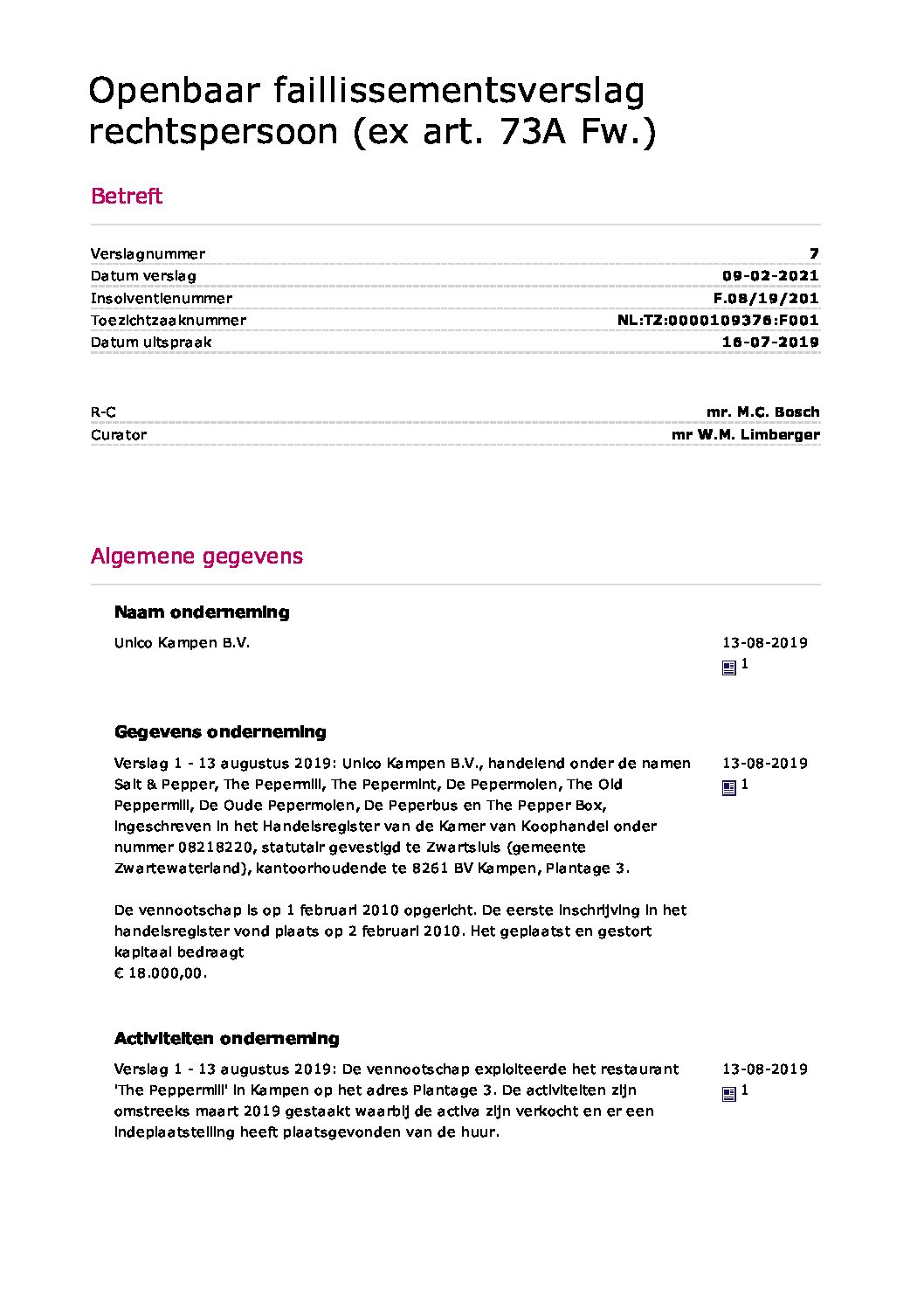 Unico Kampen – verslag 7