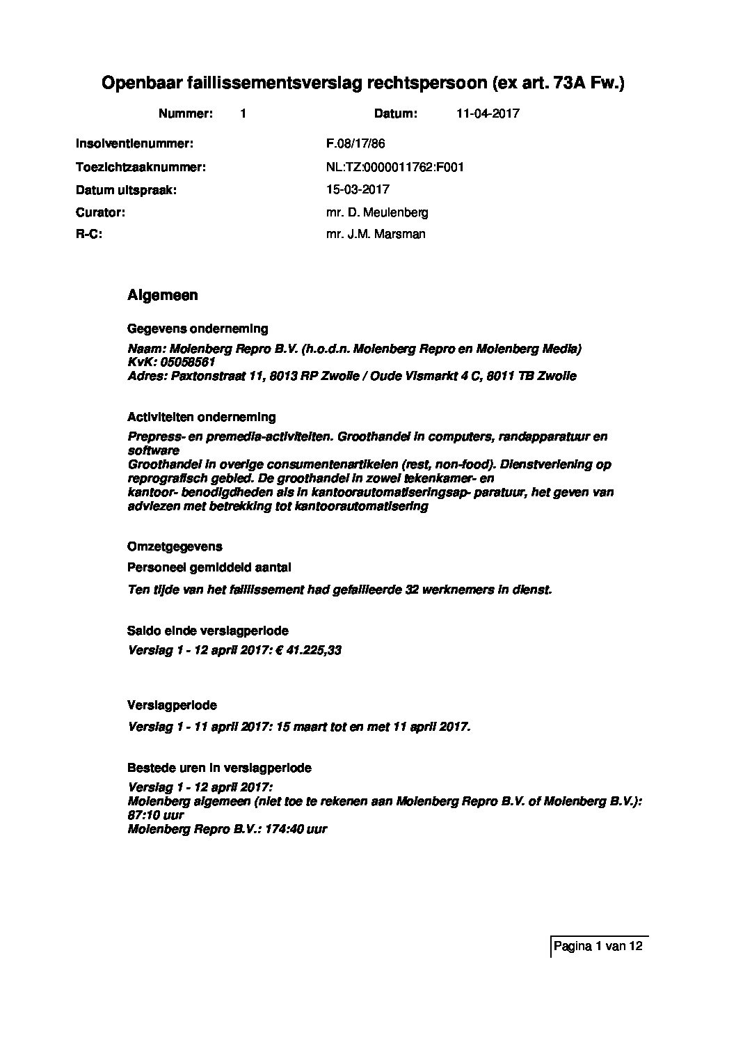 Molenberg Repro – verslag 001