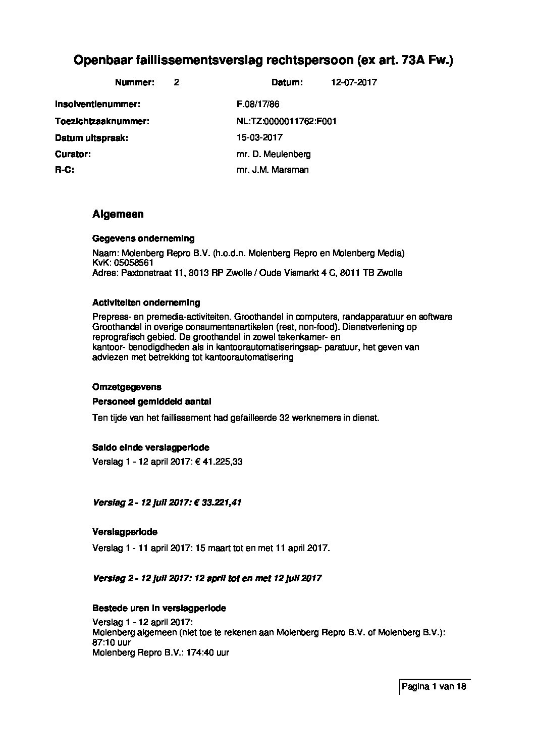 Molenberg Repro – verslag 002
