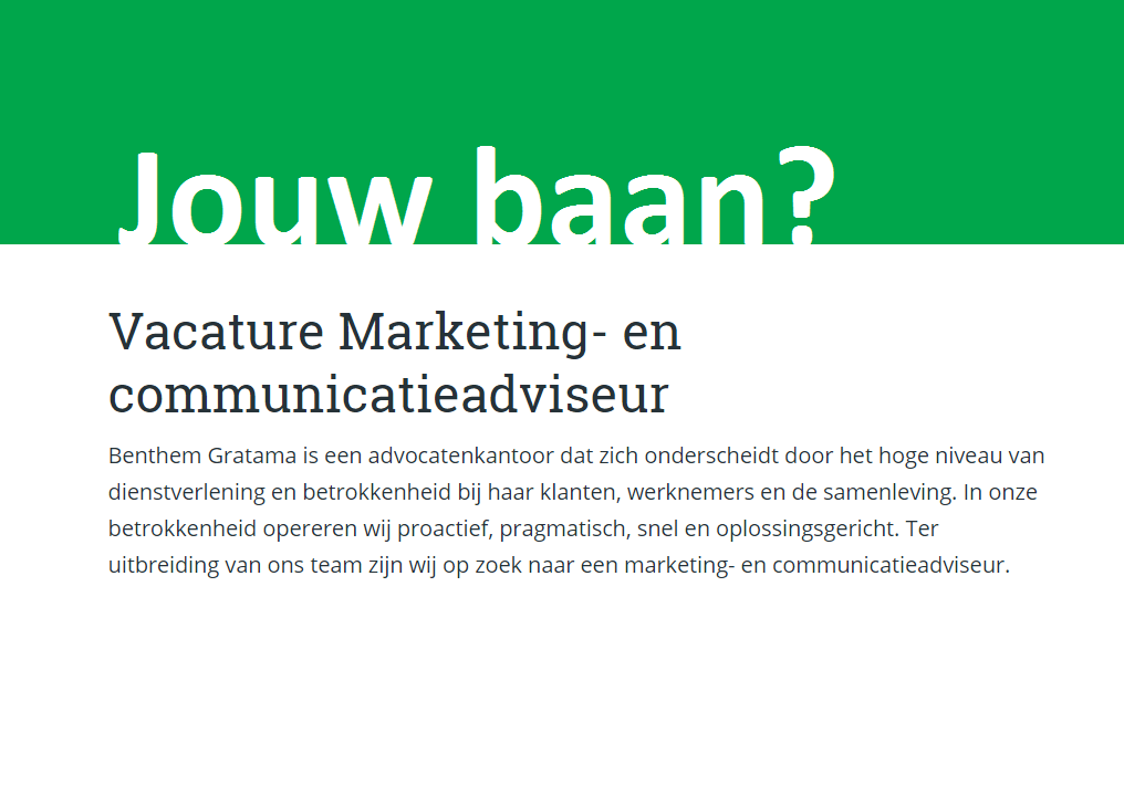 Jouw baan – Vacature Marketing- en communicatieadviseur