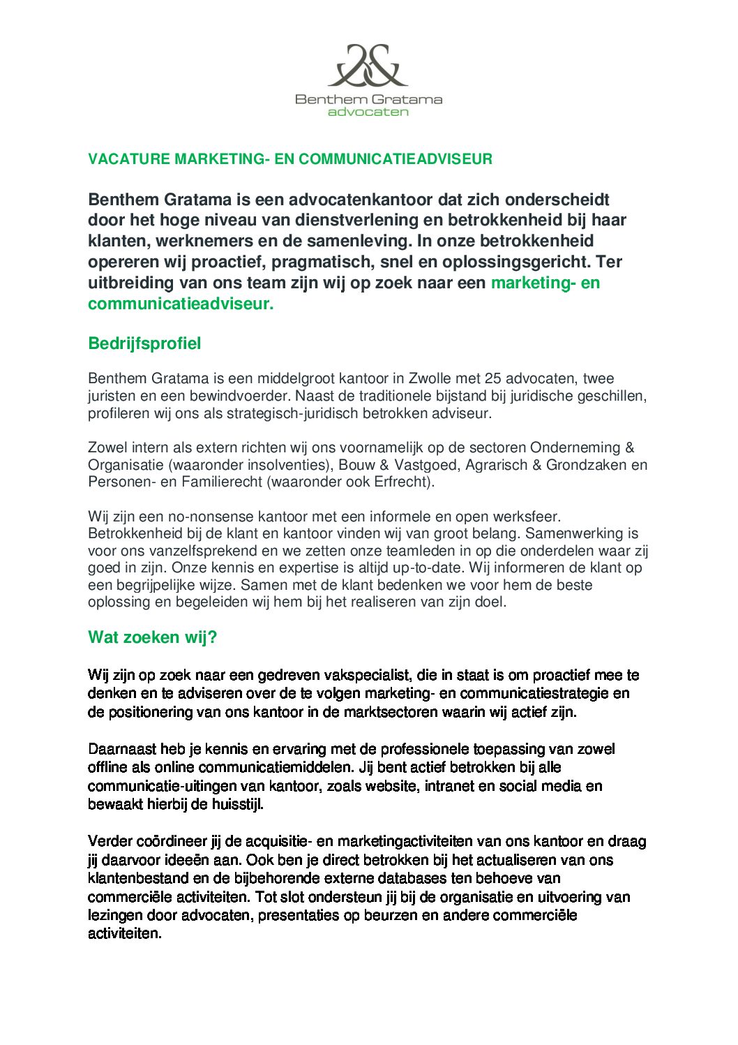VACATURE MARKETING- EN COMM.ADVISEUR DEF