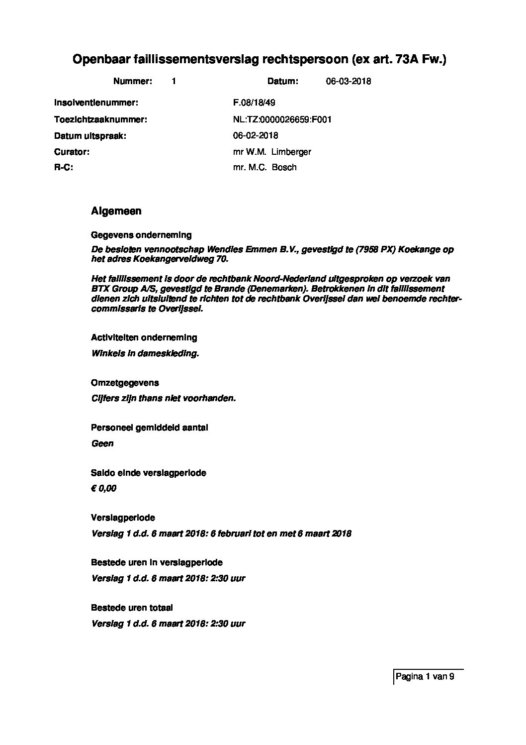 Wendies Emmen – verslag 001