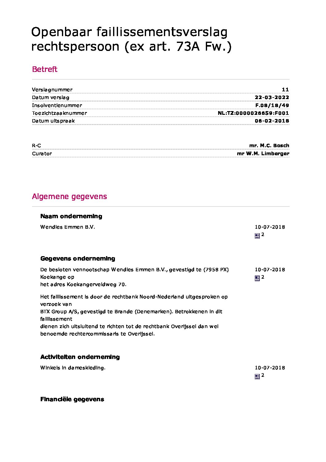 Wendies Emmen – verslag 011 (eind)
