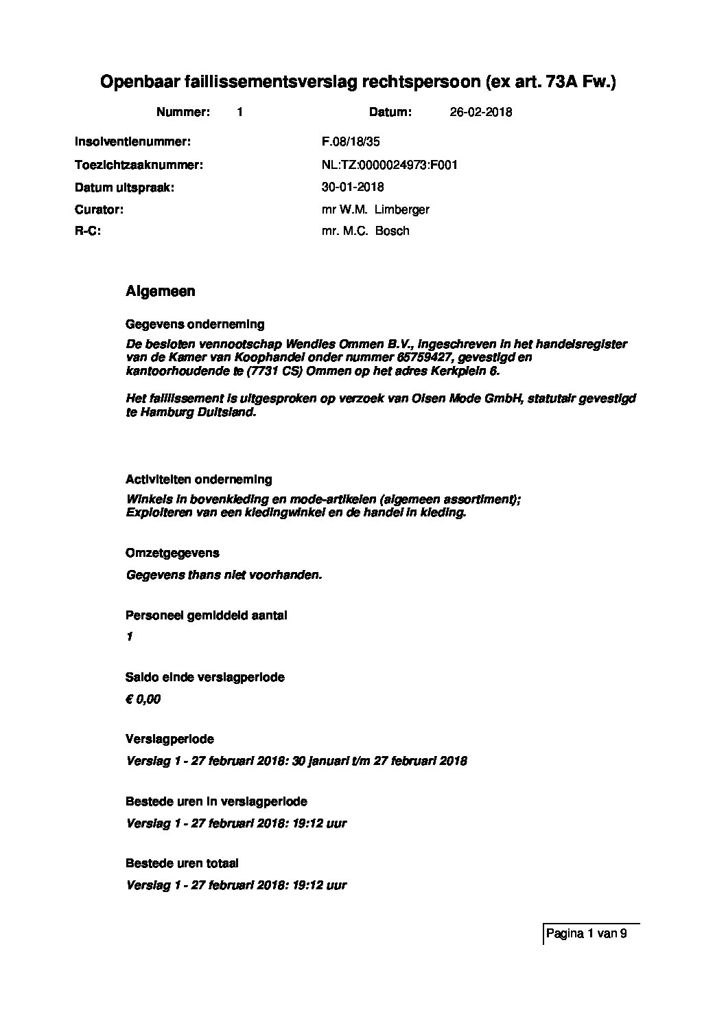 Wendies Ommen – verslag 001