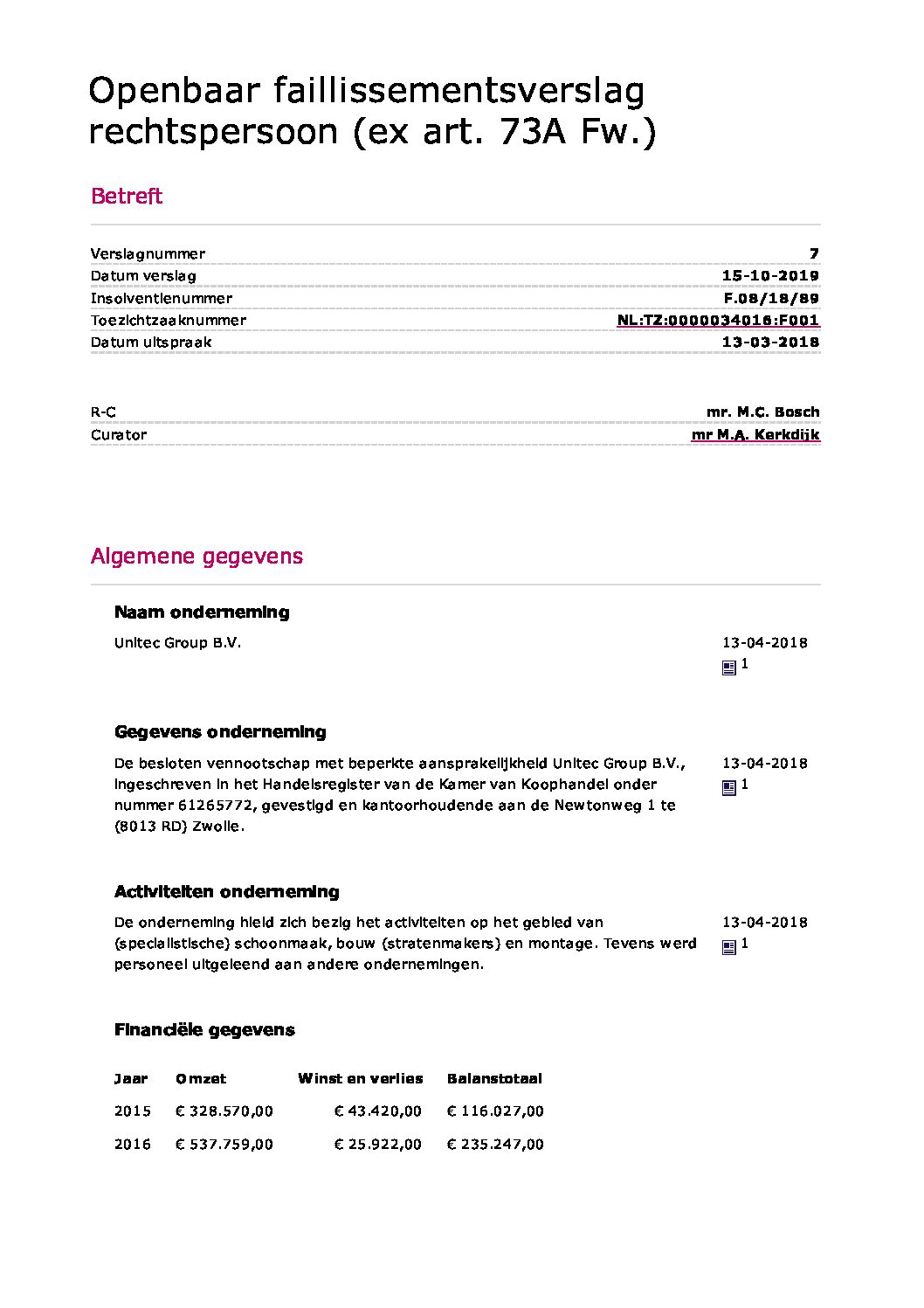 Unitec – verslag 007