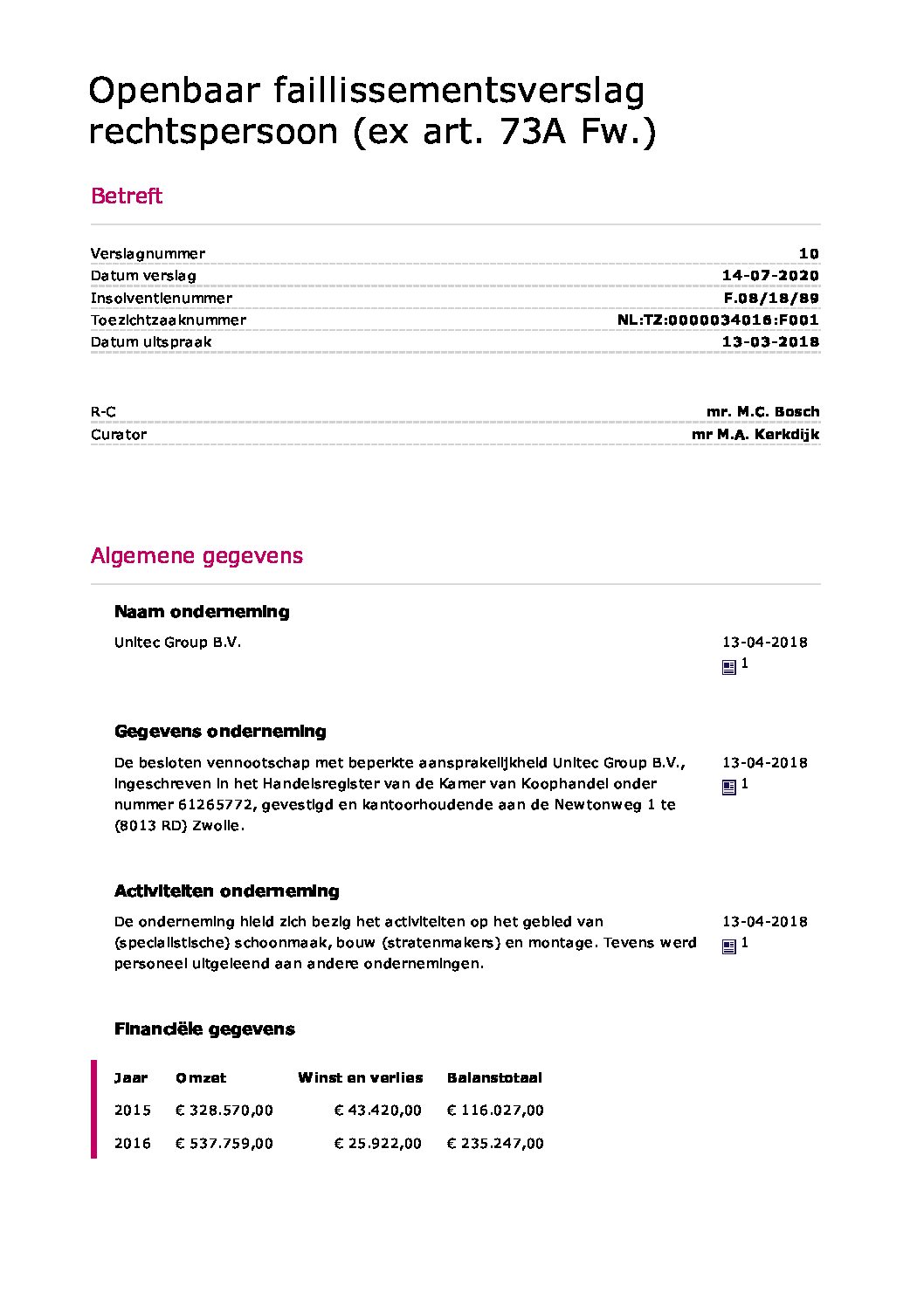 Unitec – verslag 010