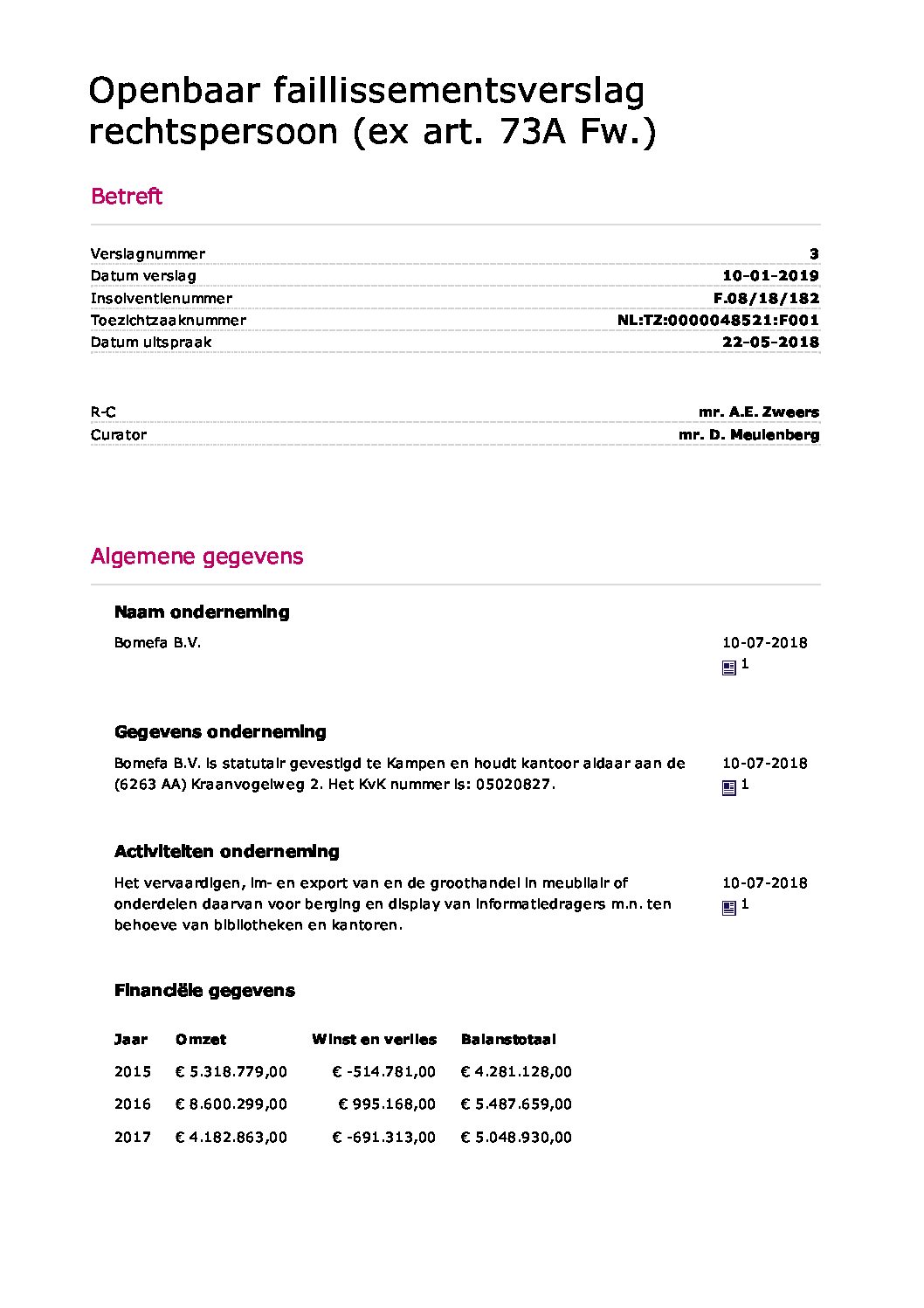 Bomefa B.V. – verslag 3