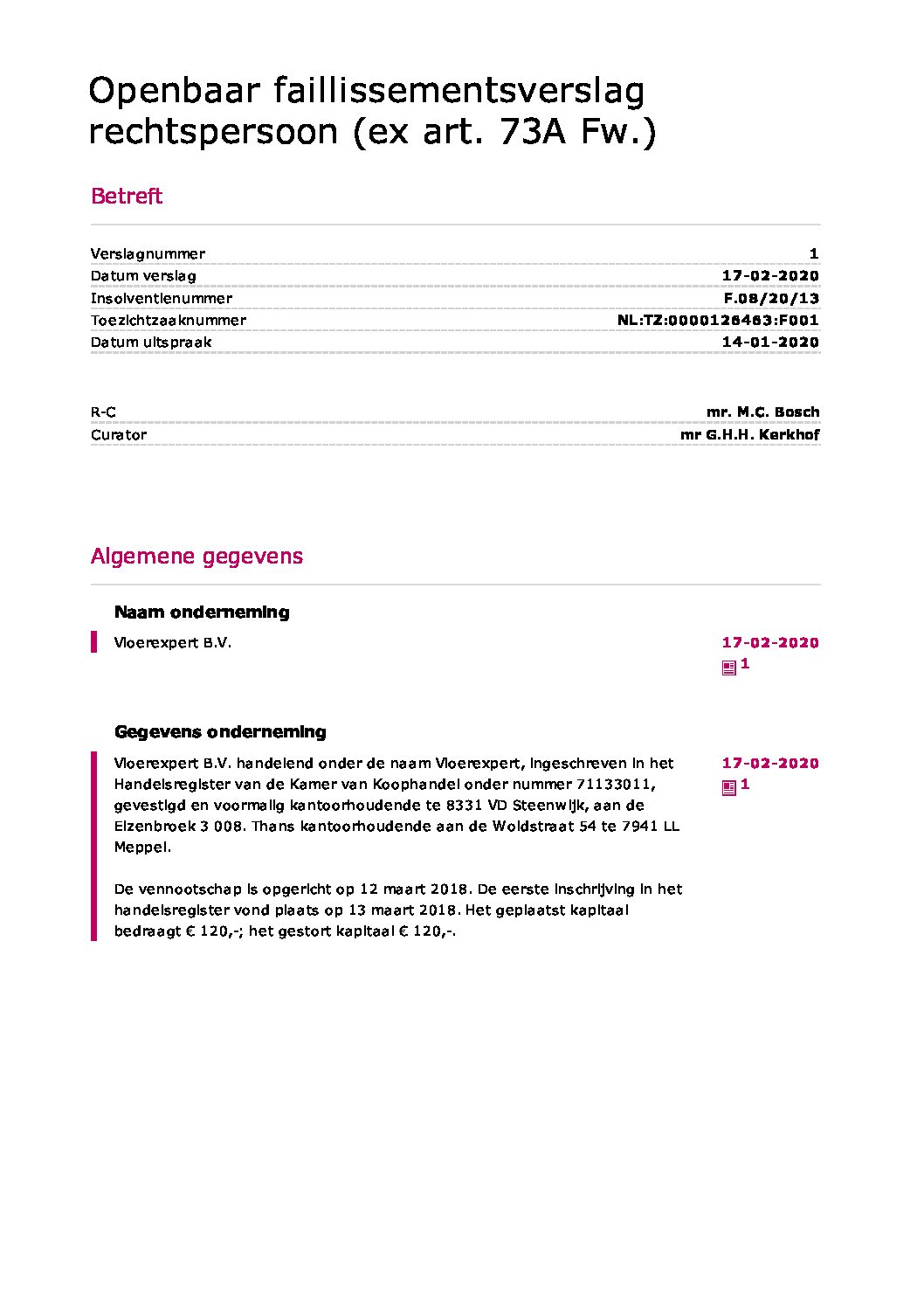 Vloerexpert – verslag 001