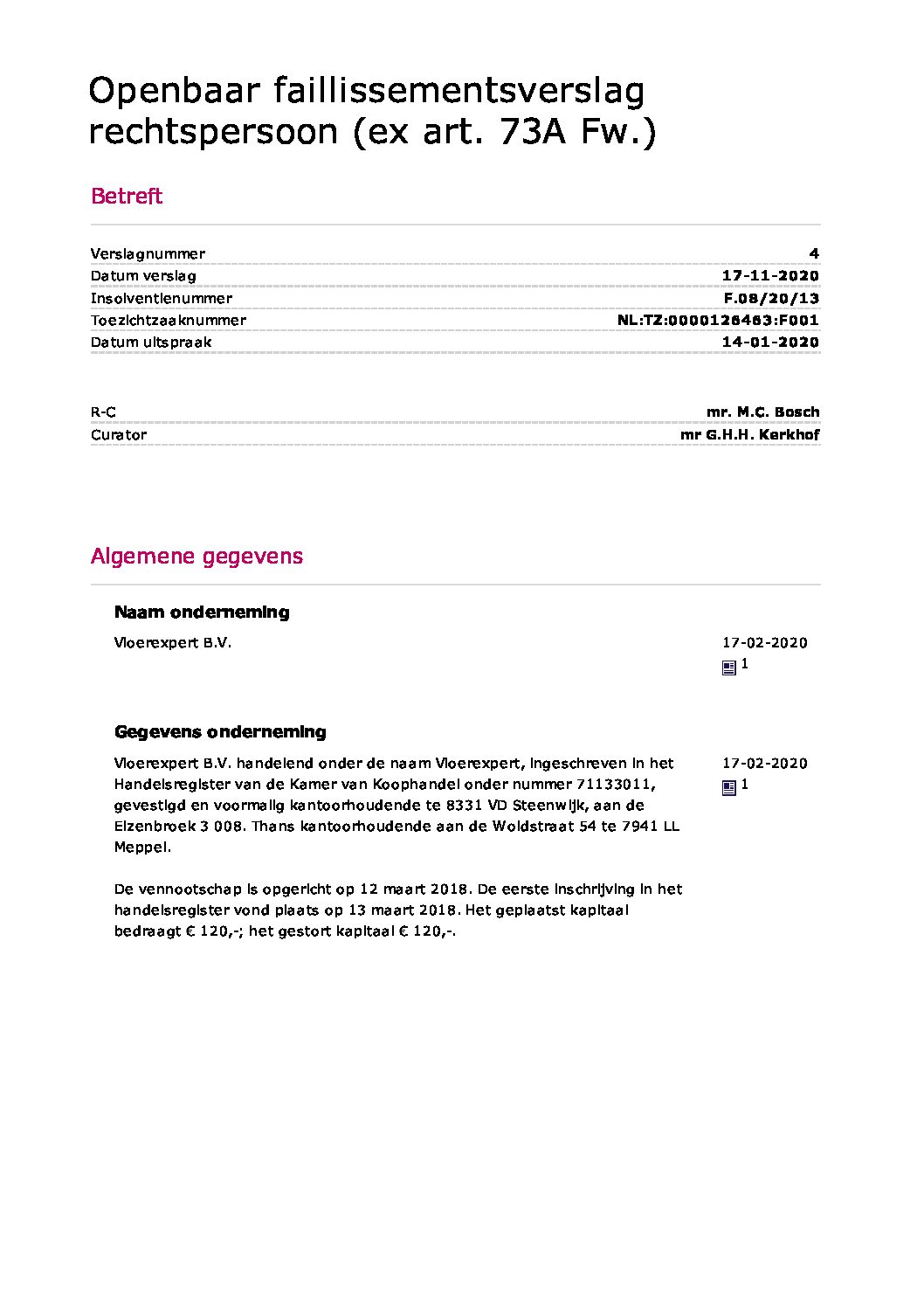 Vloerexpert – verslag 004