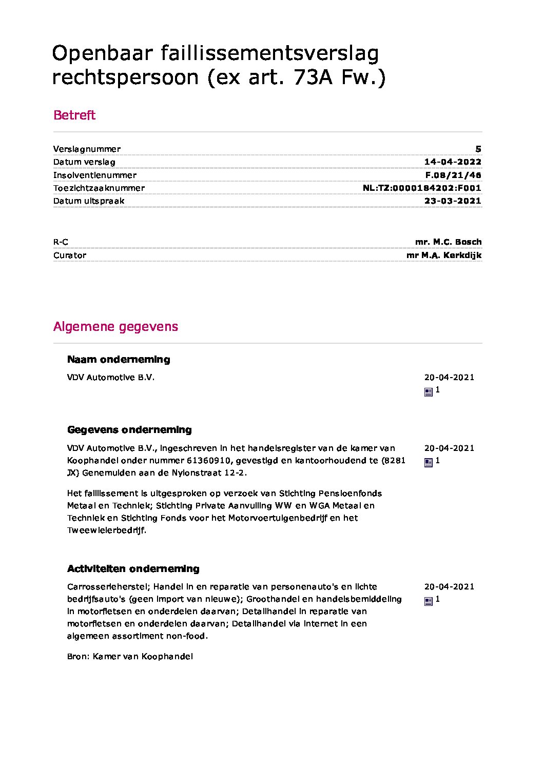 VDV – verslag 5