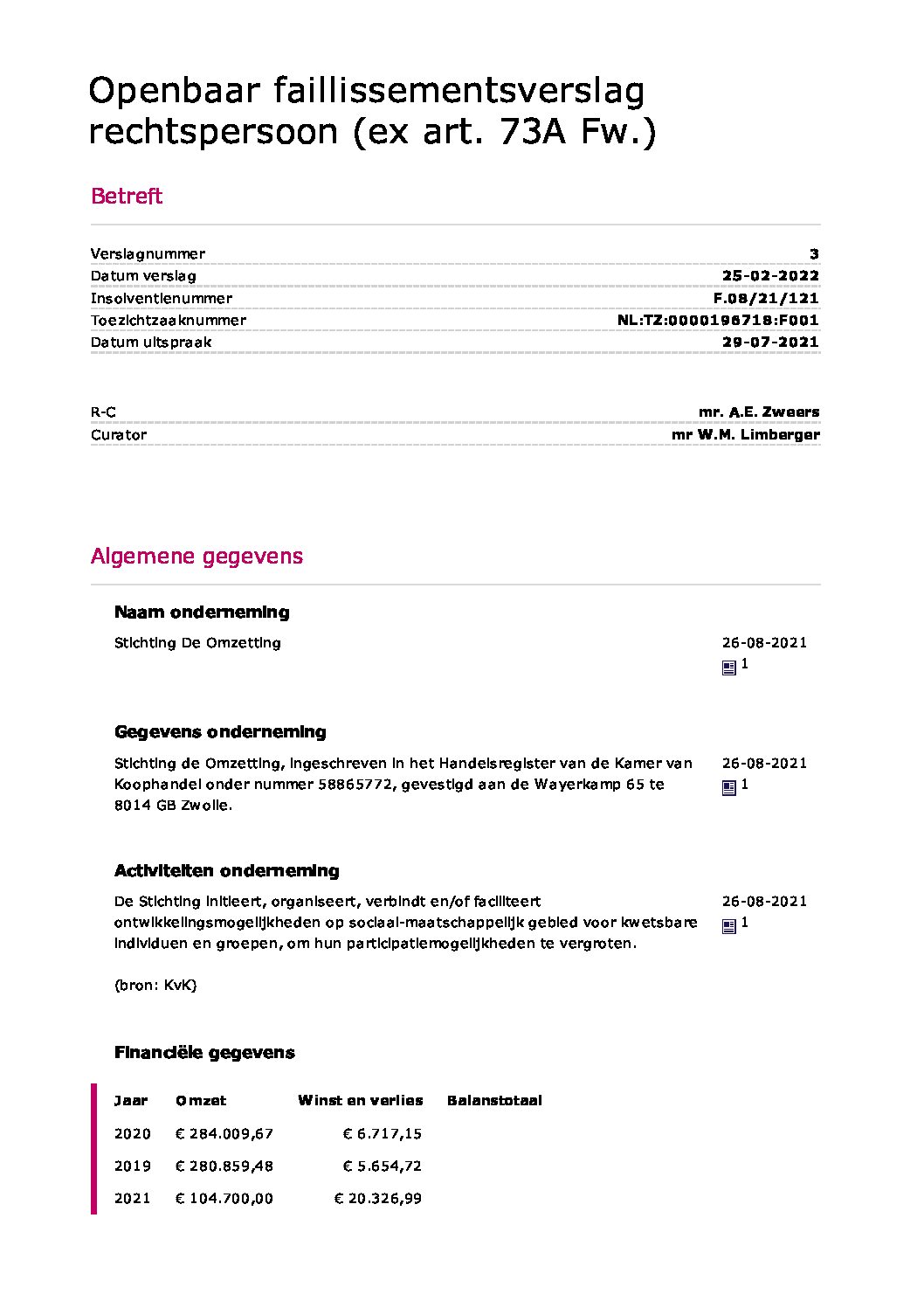 Omzetting – verslag 3