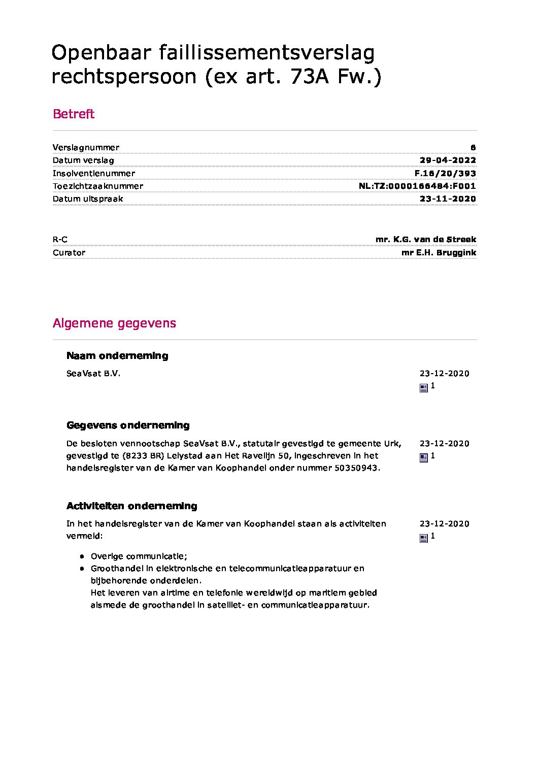 Seavsat – verslag 6 eind