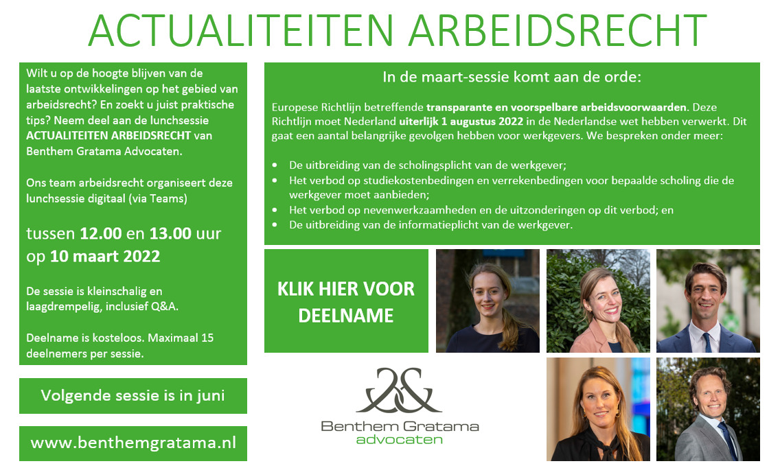 uitnodiging arbeidsrechtsessie maart 2022